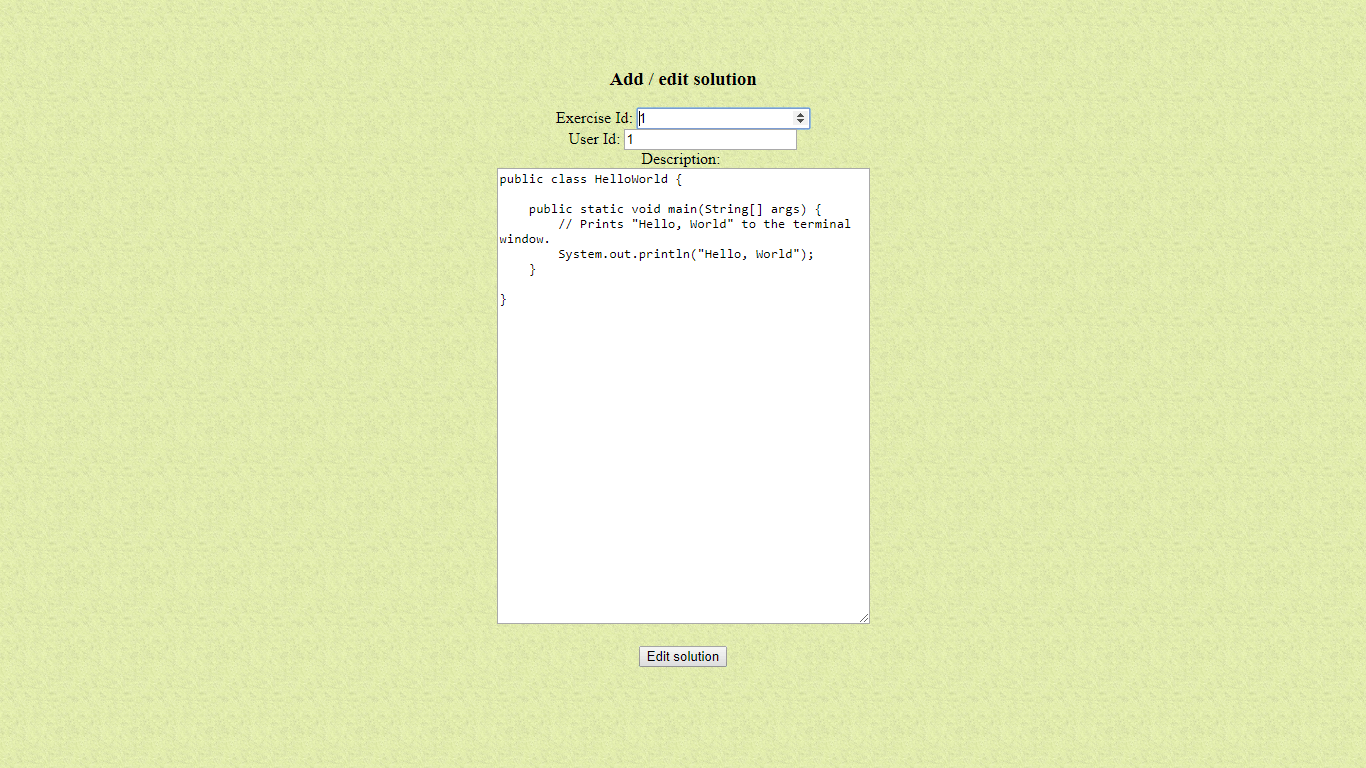 Add / edit solution